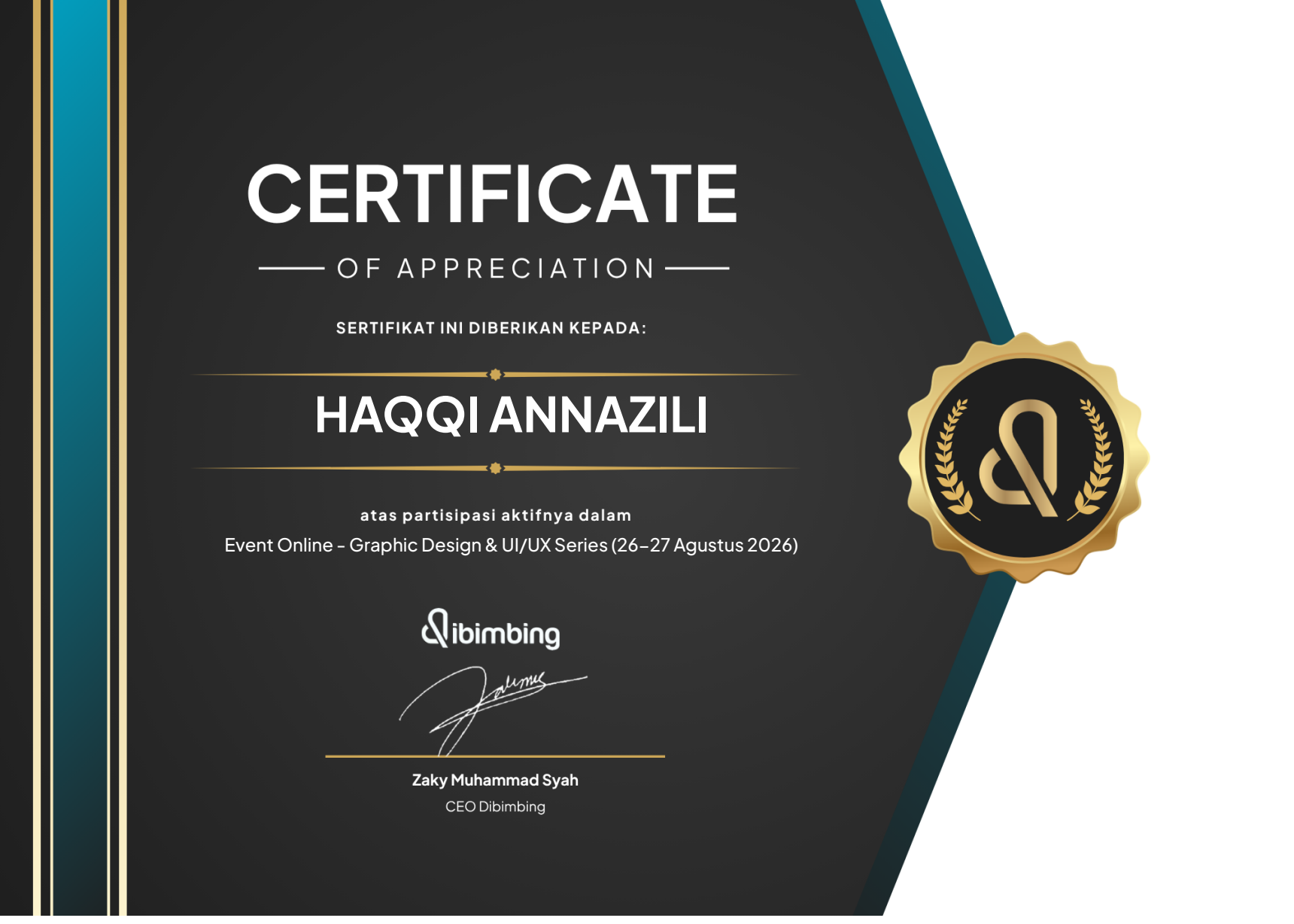 Sertifikat Graphic Design & UI/UX Series (Online Event) milik Haqqi AnnaZili