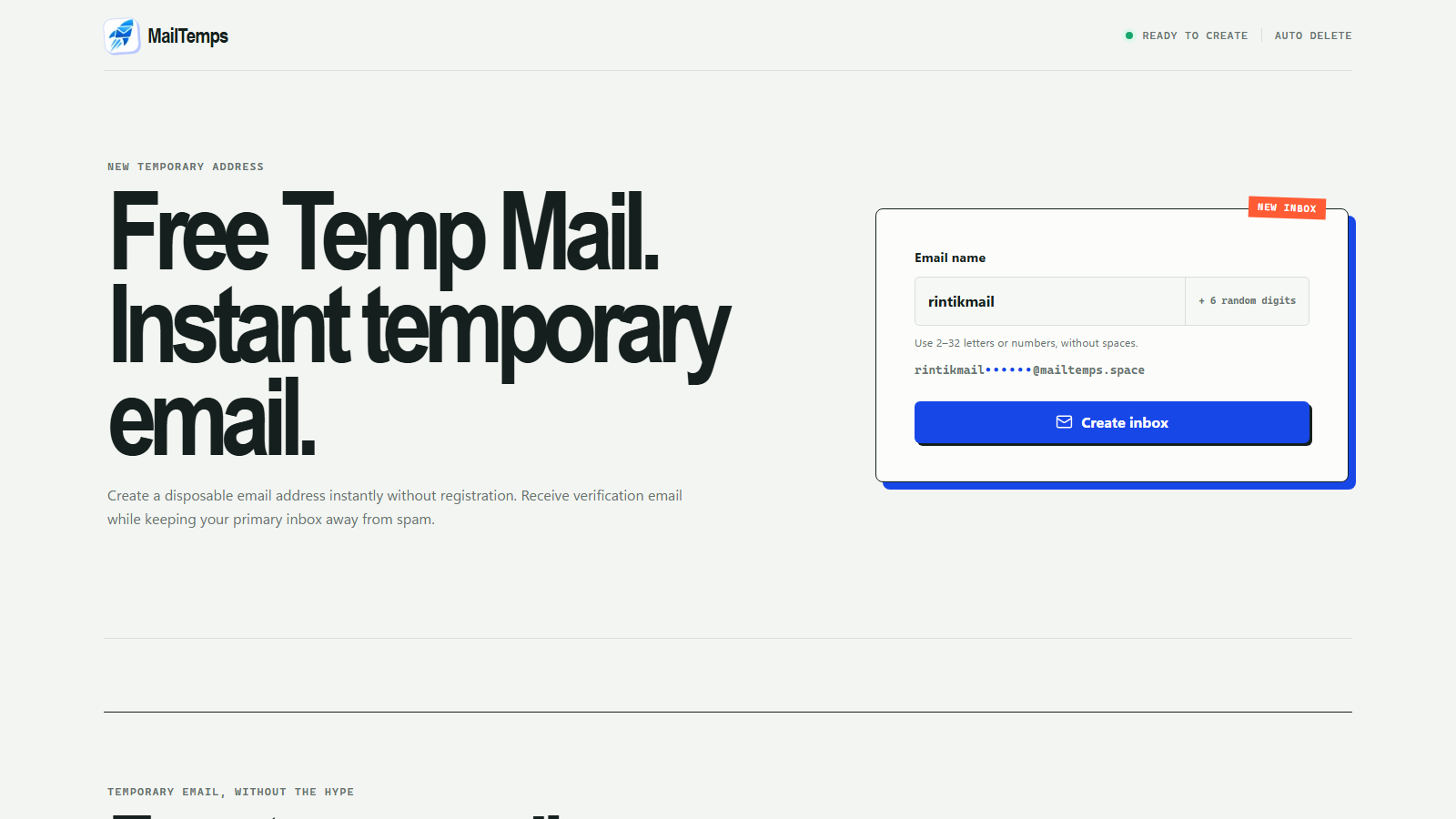 Preview mailtemps.space